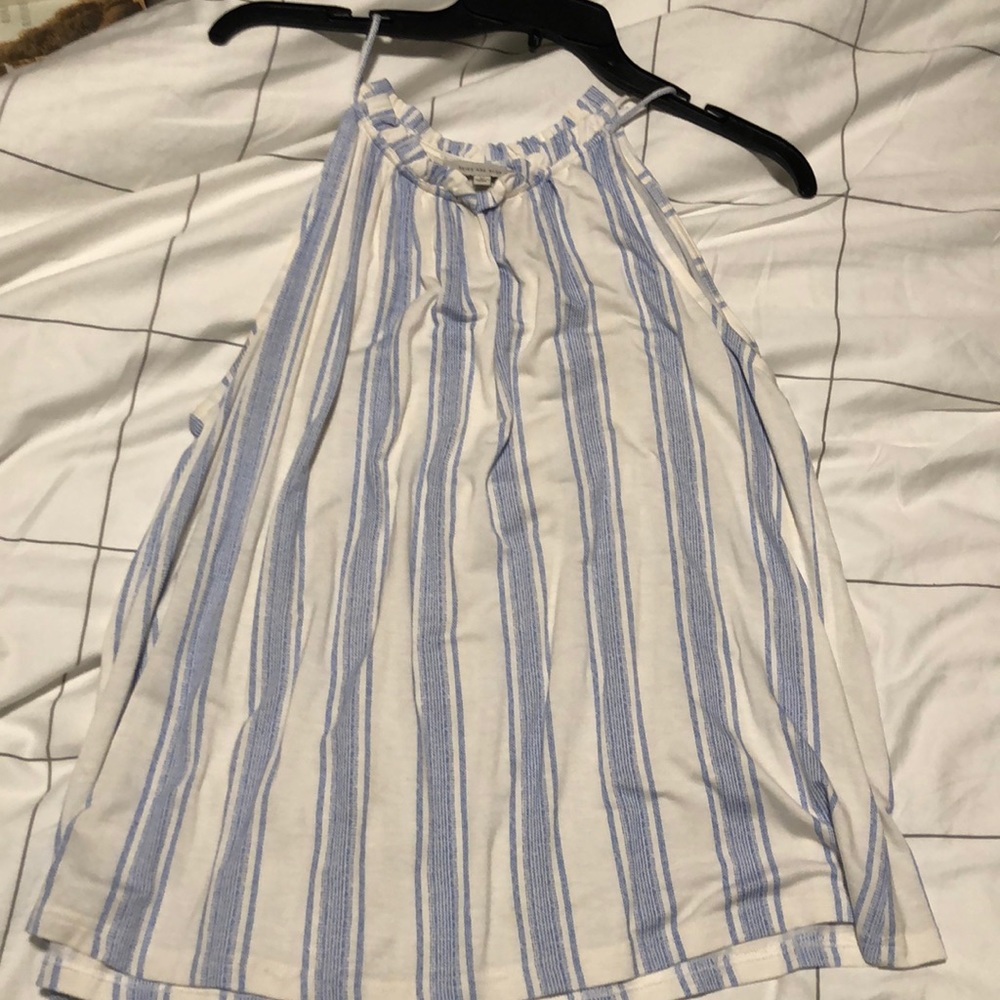 Blue and white stripes flowy tank